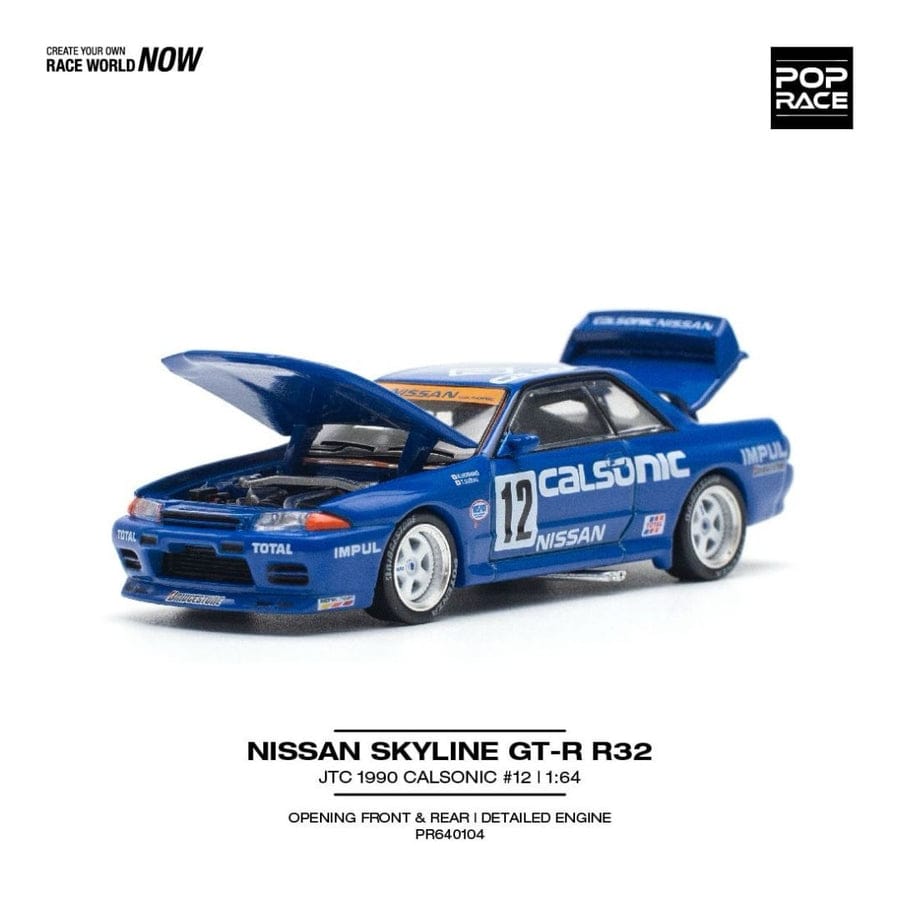 POP RACE NISSAN SKYLINE GTR R32 JTC 1990 CALASONIC 1:64